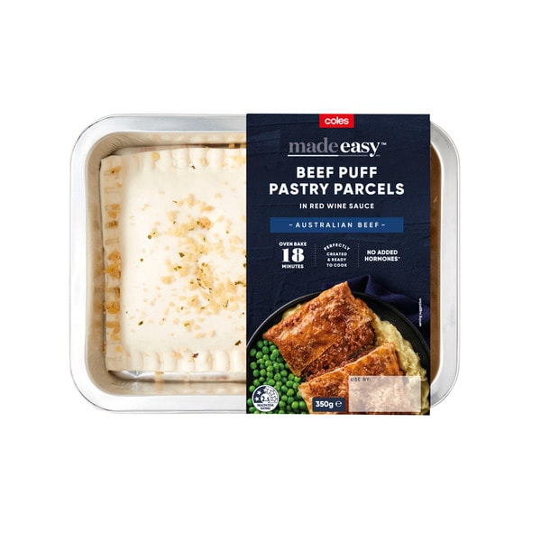 Coles Made Easy Beef Puff Pastry Parcels In Red Wine Sauce | 350g