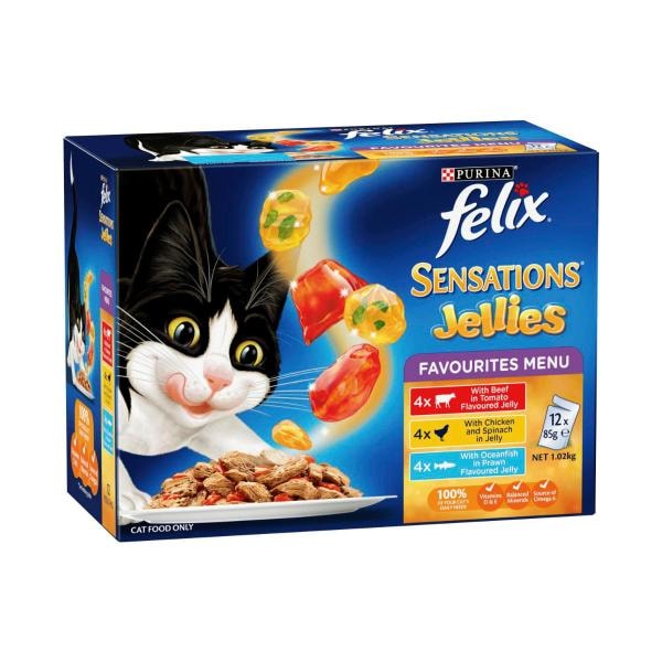 Felix Sensations Jellies  Favourites Menu Cat Food  12x85g | 12 pack