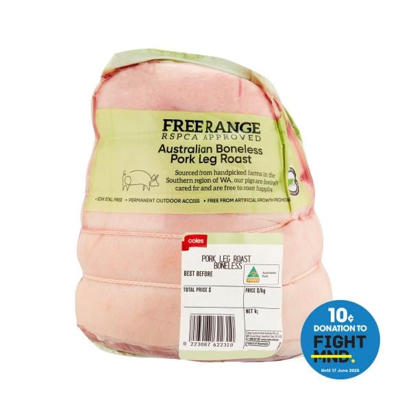 Coles Free Range Pork Leg Roast Boneless | approx. 1.8kg