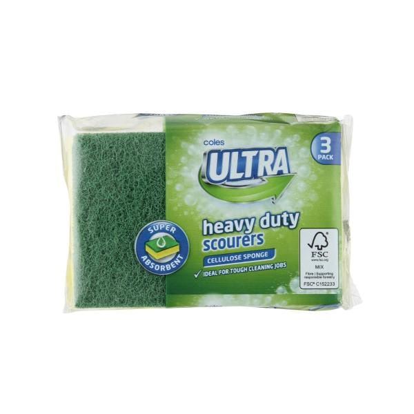 Coles Ultra Heavy Duty Scourer Sponge Celulose | 3 pack