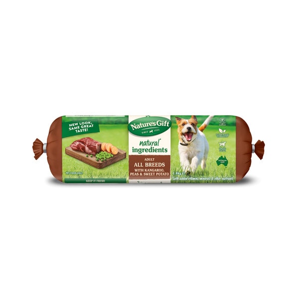 Nature's Gift Adult Chilled Fresh Dog Food Deli Roll Kangaroo Sweet Potato & Peas | 1.4kg