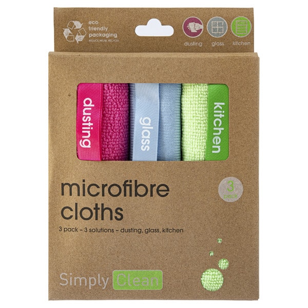 Simply Clean Labelled Microfibre Cloths | 3 pack