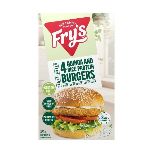 Fry's Frozen 4 Quinoa & Brown Rice Protein Burgers | 320g