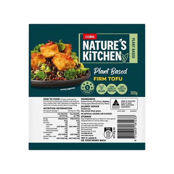 Coles Nature's Kitchen Firm Tofu | 300g