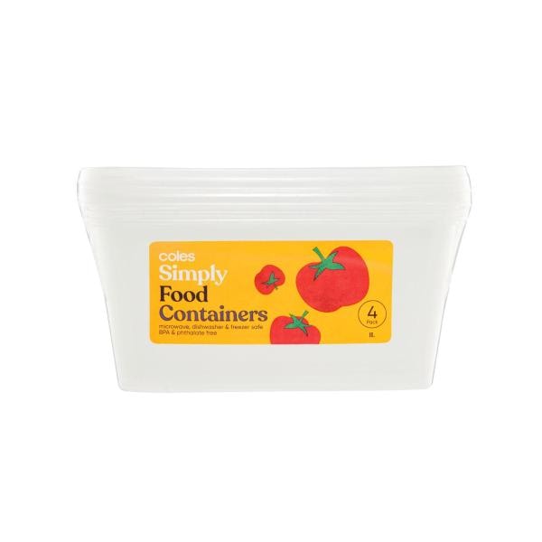Coles Simply Food Containers 1L | 4 pack