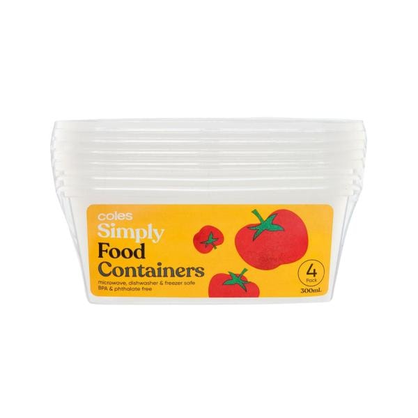 Coles Simply Food Containers 300mL | 4 pack