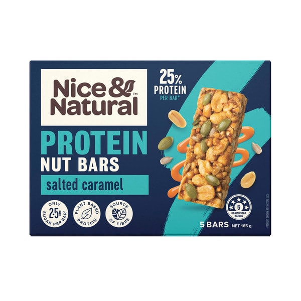 Nice & Natural Salted Caramel Protein Nut Bars With 3 Superseeds 5 Pack | 165g