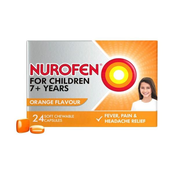 Nurofen Children 7+ 100Mg Orange Chewable Capsules | 24 pack