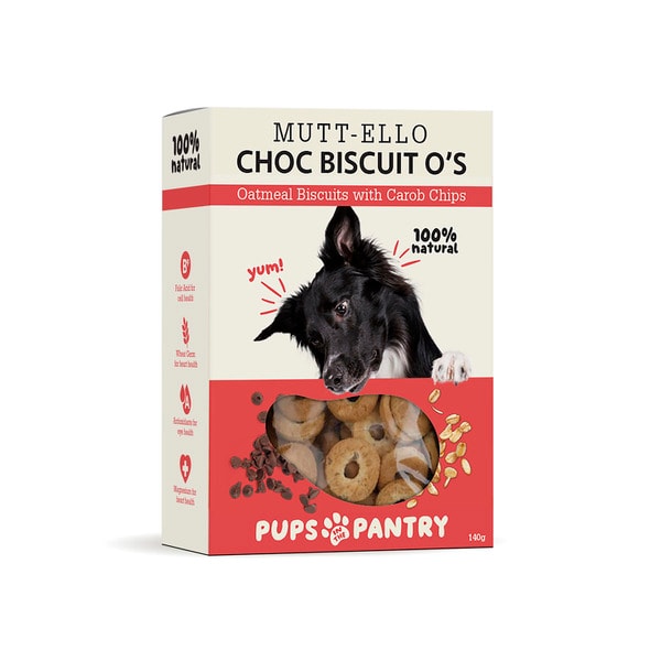 Pups In The Pantry Mutt-Ello Choc Biscuits O's Dog Treat | 140g