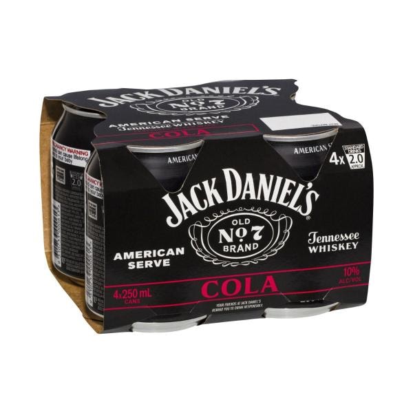 Jack Daniels American Serve & Cola 250mL | 4 Pack