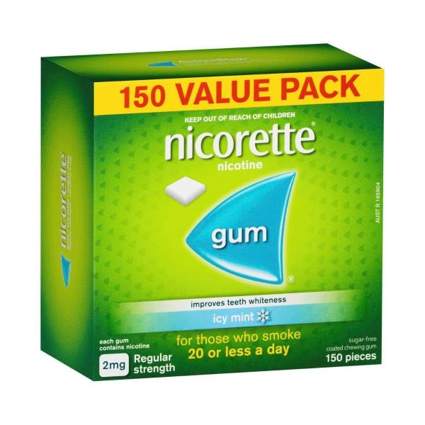 Nicorette Quit Smoking Regular Strength Nicotine Gum Icy Mint | 150 pack