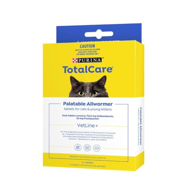 Purina Total Care Palatable Allwormer Cat Kittens Treatment Tablets | 2 pack