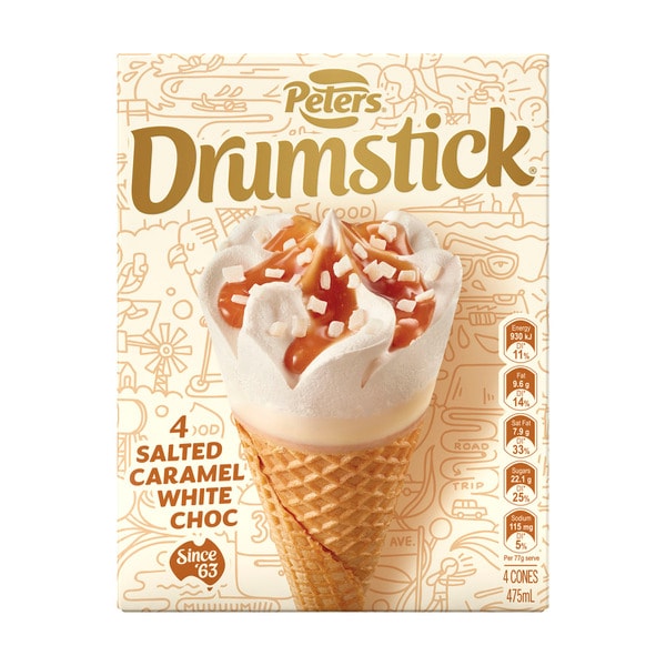 Peters Drumstick Salted Caramel & White Chocolate 4 Pack | 475mL