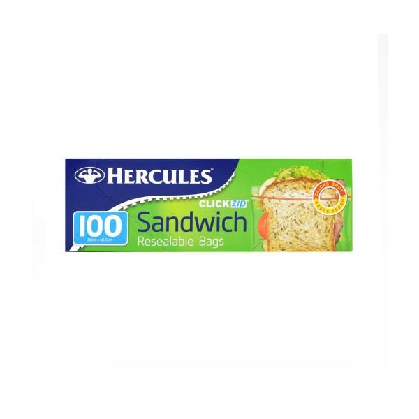 Hercules Click Zip Sandwich Bags | 100 pack
