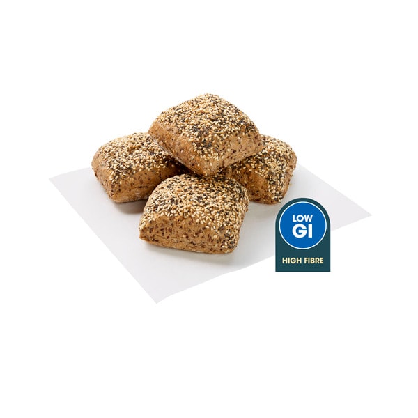 Coles Bakery High Fibre Low GI 7 Seeds & Grain Rolls | 4 pack
