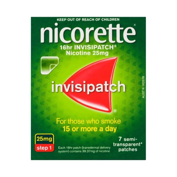 Nicorette Quit Smoking Nicotine 16 hour Invisipatch Step 1 25mg | 7 pack