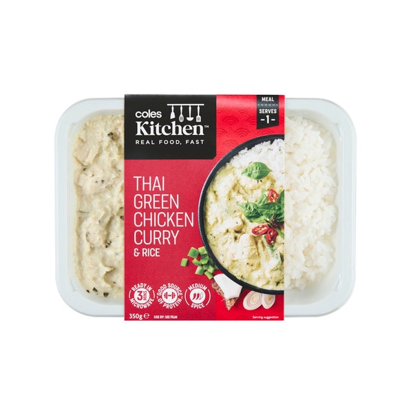 Coles Kitchen Thai Green Chicken Curry & Rice | 350g