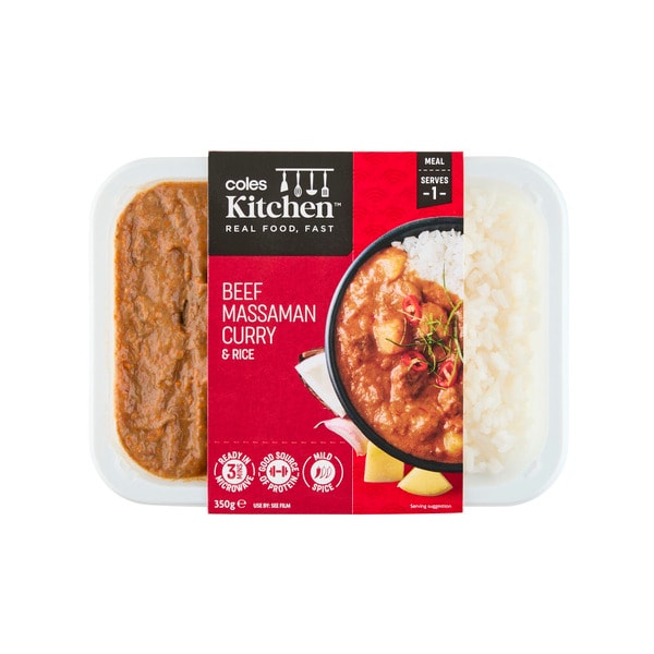 Coles Kitchen Beef Massaman Curry & Rice | 350g