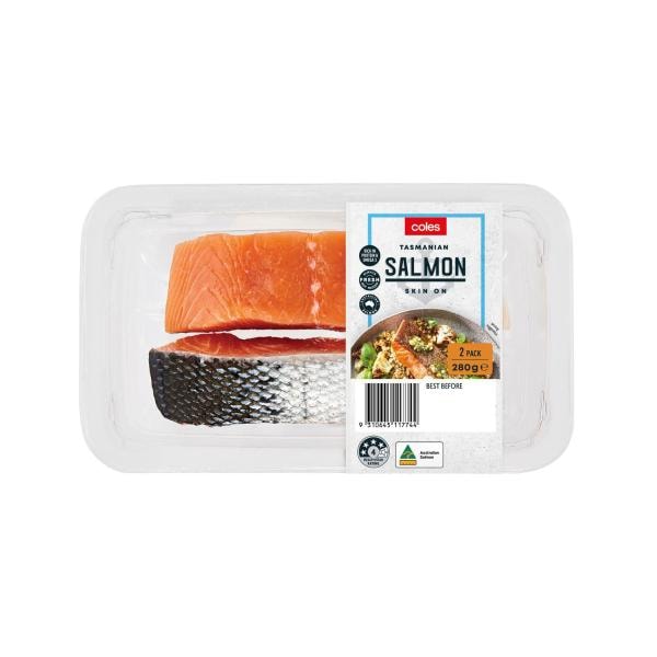 Coles Tasmanian Salmon Portions Skin On 2 Pack | 280g