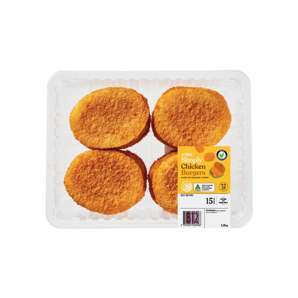 Coles RSPCA Approved Chicken Burgers Plain Crumb | 1.2kg