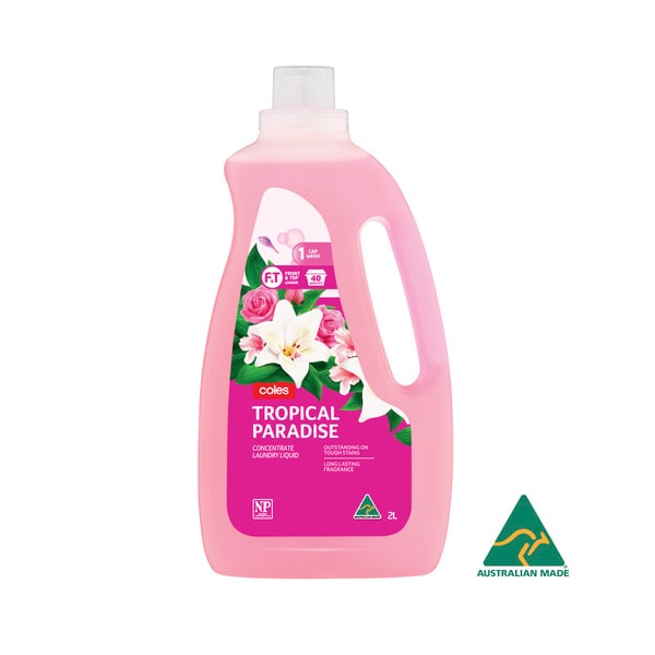 Coles Laundry Liquid Tropical Paradise Top & Front | 2L