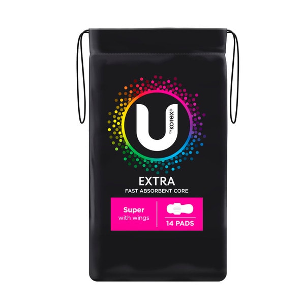U by Kotex Extra Pads Super with Wings | 14 pack