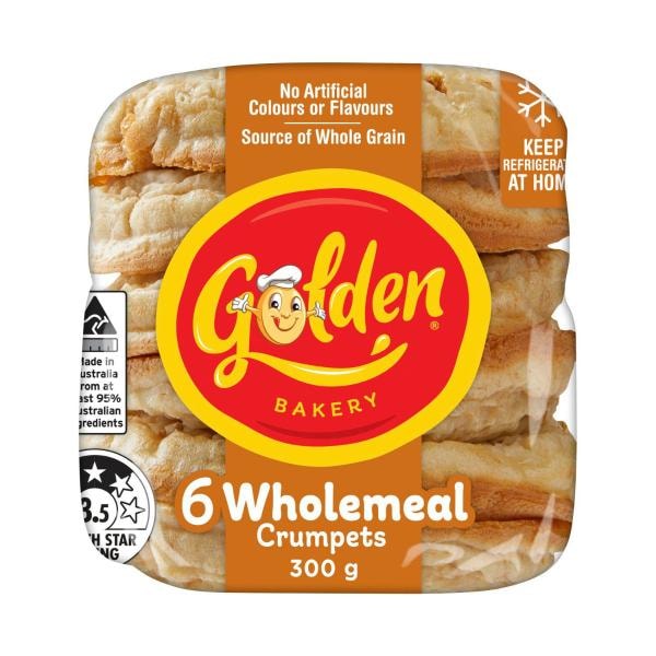 Golden Crumpet Rounds Wholemeal | 6 pack