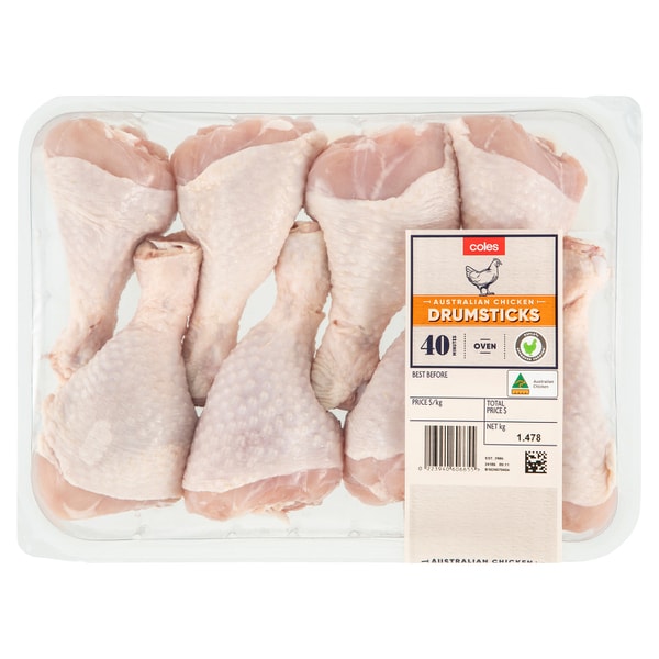 Coles RSPCA Approved Chicken Drumsticks Large Pack | approx. 1.6kg