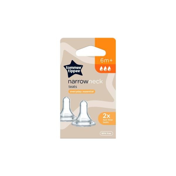 Tommee Tippee Narrow Neck Fast Flow Teat 2 Pack 6m+ | 2 pack