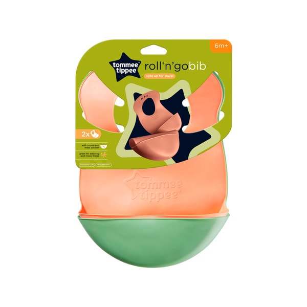 Tommee Tippee Roll n Go Baby Bib 2 Pack 6m+ | 2 pack