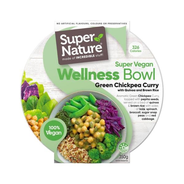 Super Nature Frozen Super Green Chickpea Curry with Quinoa  and Brown Rice Wellness Bowl | 350g