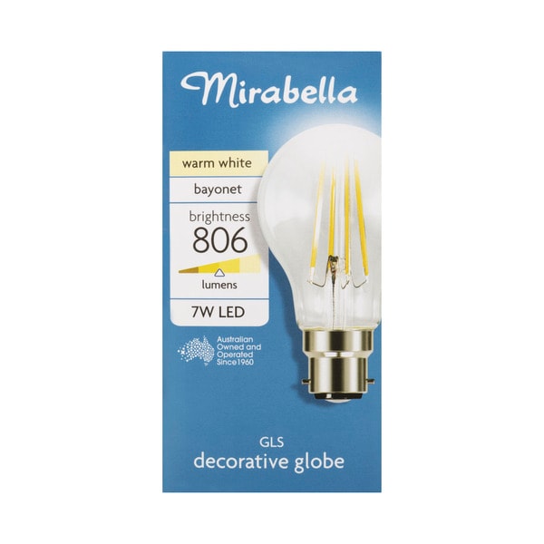 Mirabella Globe LED  Bayonet 7 watt 806 Lumens Warm White | 1 pack