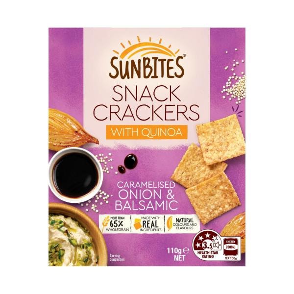Sunbites Caramelised Onion & Balsamic Snack Crackers | 110g