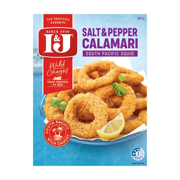 I&J Frozen Tasty Calamari Salt & Pepper Lightly Crumbed Rings | 360g