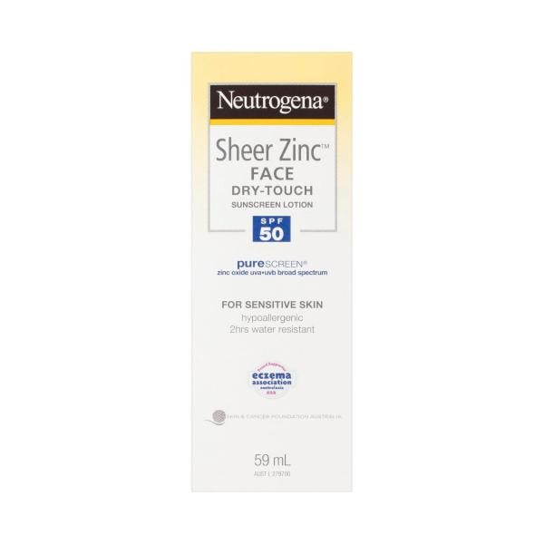 Neutrogena Sheer Zinc Fragrance Free Face Dry Touch Sunscreen Lotion SPF 50 | 59mL