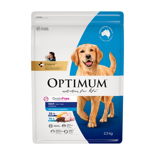 Optimum Adult Grain Free Dry Dog Food With Chicken & Veg | 2.5kg