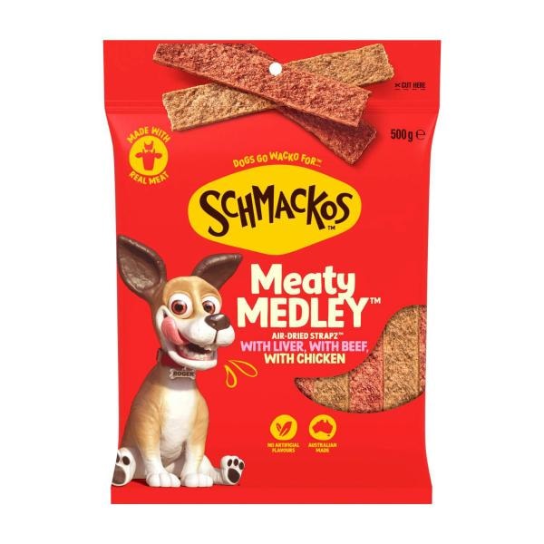 Schmackos Strapz Dog Treat Beef Chicken And Liver Variety Pack | 500g