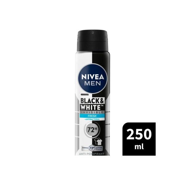 Nivea Men Invisible Black & White Fresh Aerosol Antiperspirant Deodorant | 250mL