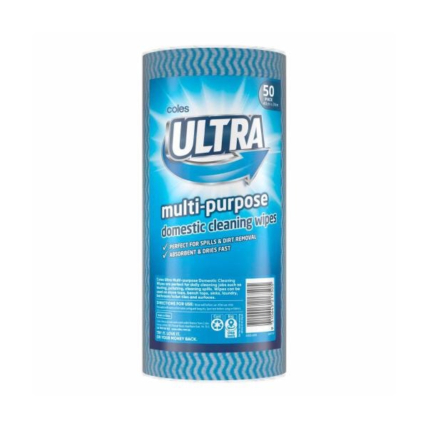 Coles Ultra Multi-Purpose Domestic Cleaning Wipes | 50 pack