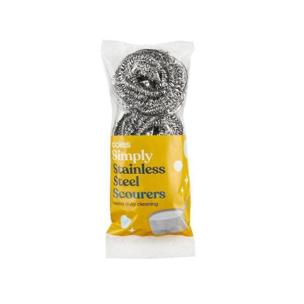 Coles Simply Stainless Steel Scourers | 3 pack