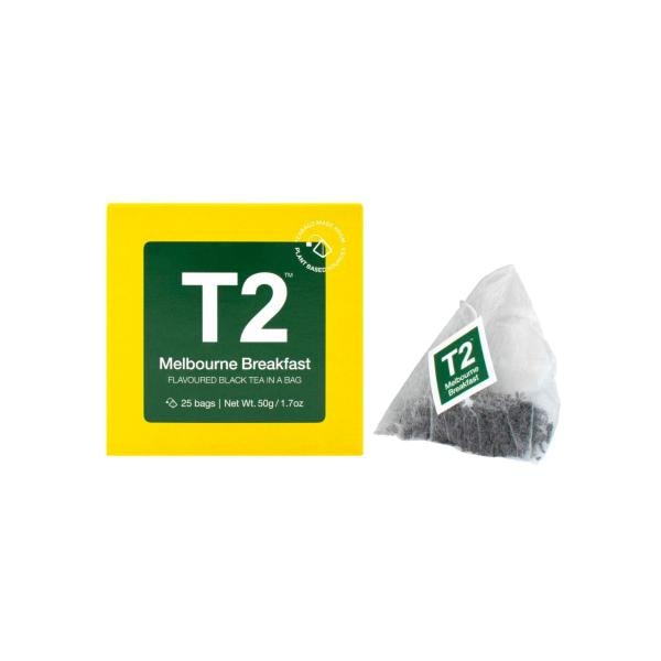 T2 Melbourne Breakfast Flavoured Black Tea Bags 25 pack | 50g