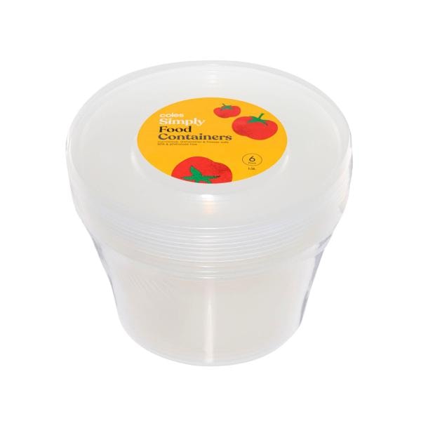 Coles Simply Food Containers 1.5L | 6 pack