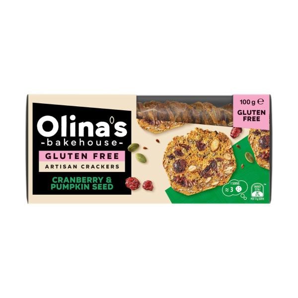 Olina's Bakehouse Gluten Free Cranberry & Pumpkin Seed Crackers | 100g