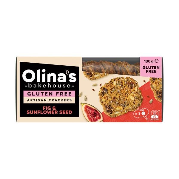 Olina's Bakehouse Gluten Free Fig & Sunflower Seed Artisan Crackers | 100g