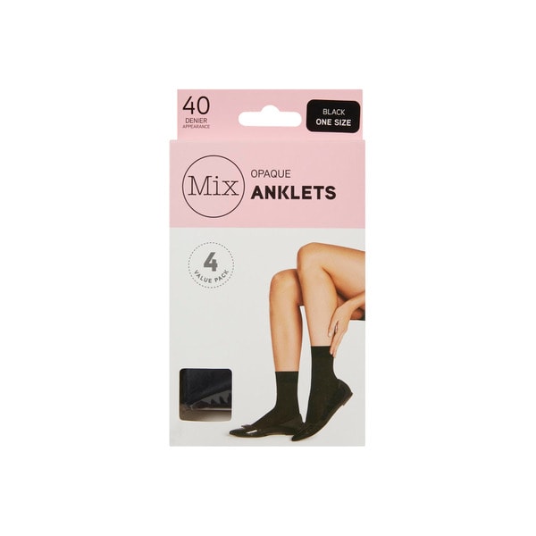 Mix Opaque Anklets 40 Denier Black Size 1 | 4 pack
