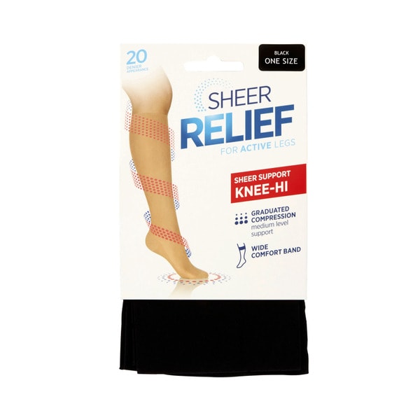 Sheer Relief Knee-Hi Support Black Size 1 | 1 pack