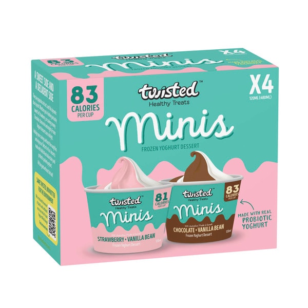 Twisted Minis Chocolate Vanilla & Strawberry Vanilla Frozen Yoghurt 4 Pack | 480mL