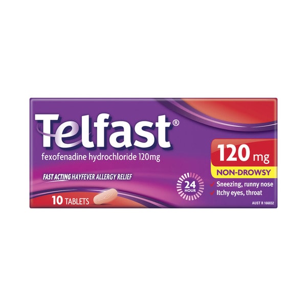 Telfast Hayfever Allergy Relief 120mg Antihistamine Tablets | 10 pack
