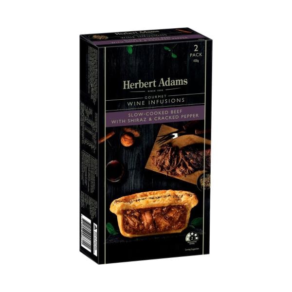 Herbert Adams Slow Cooked Beef Pie Shiraz With Cracked Pepper | 400g