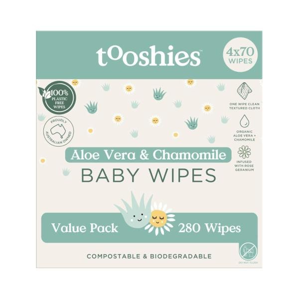 Tooshies Eco Wipes Aloe Vera & Chamomile | 280 pack
